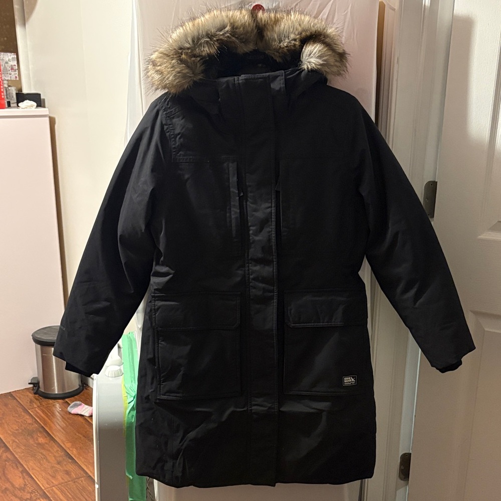 BNWT Eddie Bauer Stadium Coat Parka Super Down 650 Black-Women’s-Petite Medium